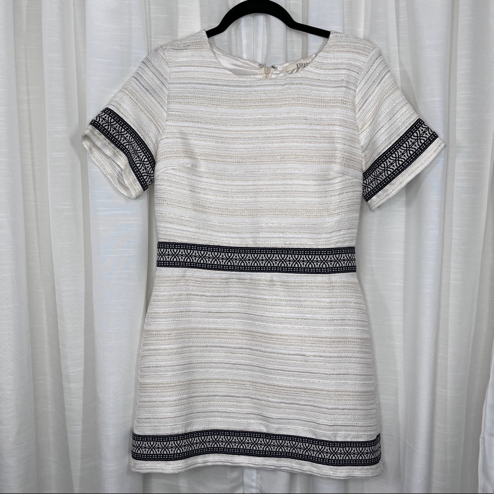 Ellison cream and gold tweed mini dress
